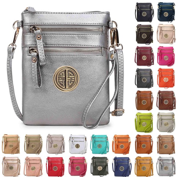 Solene Women's Faux Leather Organizer Multi Zipper Pockets With Detachable