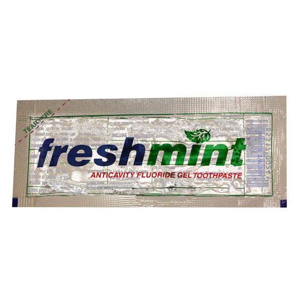 Freshmint® 500 Individual Packets of 0.28 oz. Single use Clear Gel Anticavity Fluoride Toothpaste