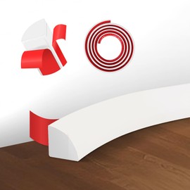 Flexible Quarter Round Molding,Peel and Stick Rubber Quarter Round Trim Molding Self Adhesive Edge Trim for Floor, Waterproof Bendable Molding Trim for Wall Edge Corner Countertop, White, 236Inch