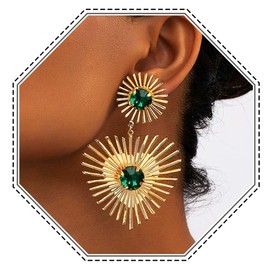 Jovono Large Geometric Earrings Gold Exaggerated Heart Dangle Earrings Punk Statement Earrings for Women /, /