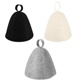 ShigKeu 3Pcs Sauna Hat, Felt Sauna Cap for Men and Women Steam Bath Hat Room Accessories Felt Heat Dry Headrest,Steam Room Essential Parts(Black, White and Grey)