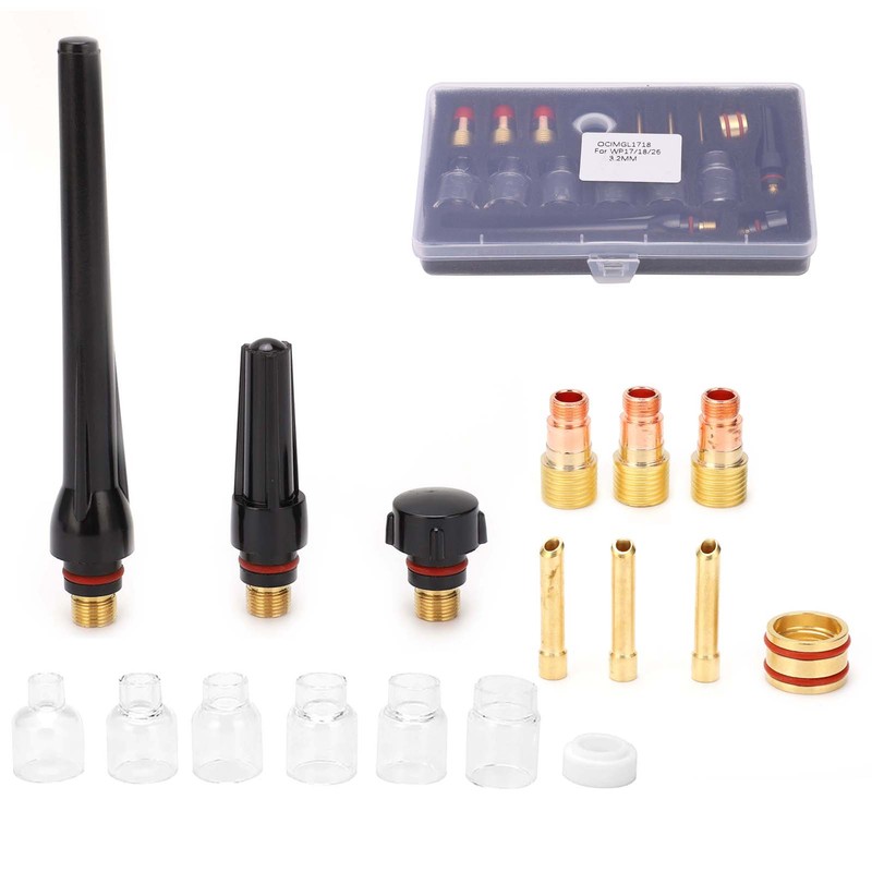 Welding Torch Kit Glass Nozzle Gun Tail Tungsten Clamp Silicone