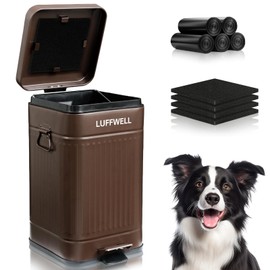 LUFFWELL 12L/3.2 Gal Metal Dog Poop Trash Can Outside, Outdoor Dog Poop Trash Can, Dog Waste Trash Can for Indoor Outdoor Bathroom Office, Soft Close, Black