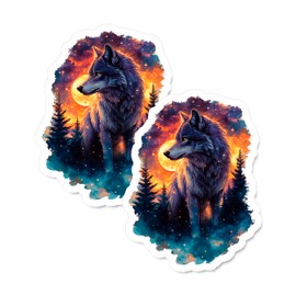 Wolf Magnet 4 inch 2 Pack Vinyl for Fun Cute Souvenir Gift Refrigerator Fridge Dishwasher ID44999