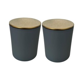 Set of 2 - Color Glass Container Kitchen Canister Set Jars Containers Organizer with Gold Color Lids for Kitchen Spices, Sugar, Coffee or Tea, Bath Salts Glass Apothecary Jars