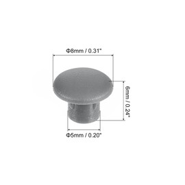 sourcing map 600Pcs Screw Hole Plugs, 5mm(3/16") Dia Plastic Snap in Shelf Button Flush Type Caps for Furniture Cabinet Cupboard, Dark Grey