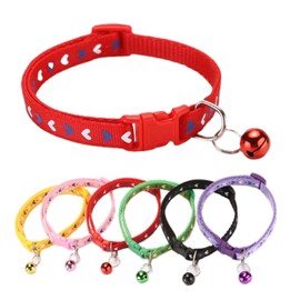 XXS Dog Collar with Bell,Soft Nylon Identification Red Cat Collar Girl Puppy Collar with Bells Adjustable Buckle for XXS Xs Tiny Little Pet Female Dogs,Neck 7.5-12.5 Inch