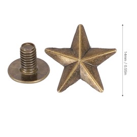 Star Shape Rivet Set, 50pcs 14MM Convex Clothing Rivet, Zinc Alloy Anti‑Rust Rivet Stud Button with Screw, for Leather Bags Shoes Clothing Birthday(bronze color)