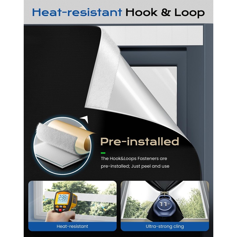 OTUOER 100% Blackout Portable Roller Shades with Magnetic Buckle, No