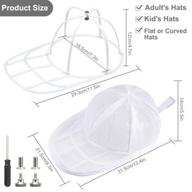 MAGTSMEI Hat Washer for Washing Machine, Hat Cleaner for Baseball Caps, Hat Rack Hat Organizer for Dishwasher, Foldable Washing Hat Cage Protector Holder Fit for Adult and Kid's Caps 2Pack White