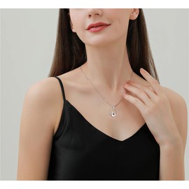 YL Mother and Daughter Necklace 925 Sterling Silver 12 Birthstone Cubic Zirconia Pendant Necklace Gifts for Mother Women 45-48 cm, Sterling Silver, Ruby