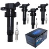 HENGCOOL Ignition Coils & Spark Plugs Set - 4 Packs