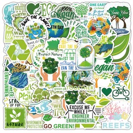 100PCS Environmental Protection Stickers, Save Planet Earth Stickers for Student Vinyl Waterproof for Water Bottle Laptop Luggage Guitar Gifts for Teens Girls Kids Adult Students
