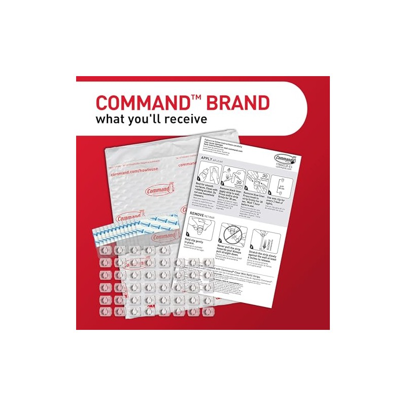 Command - Miniclips transparentes para luz, 45 clips, 54 tiras