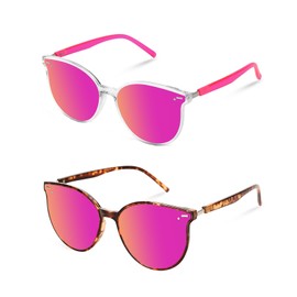 Retro Round Sunglasses for Women, Pink Sunglasses Womens with Classic Trendy Frame Sunnies Shades UV400 Blocking, Pink+tortoise, Medium to Large