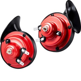 300db Car Horn 【2 pack】 12v waterproof double horn, used for trucks, trains and ships, electric snails for cars, motorcycles, alternative electronic parts for cars (red)