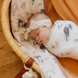 Copper Pearl Baby Stretchy Soft Knit Headband Bow Montana