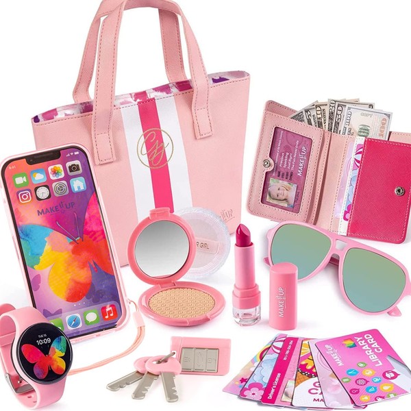 Make it Up Little Beauty On The Go Pretend Play Kids Purse and Makeup Toy with Princess Pretend Makeup Smartphone Wallet Keys Credit and VIP Cards Perfect Pretend Play Set for Girls, Ages 3+