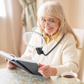 Muja 5X 15X Lupa con Luz LED, Lupa para Leer de 36 Luces LED Integradas, Brillo Ajustable Brillo Ajustable de 3 Colores, Lupas de Manos, Adecuado para Trabajos Manuales Delicados, Lectura, Bordado