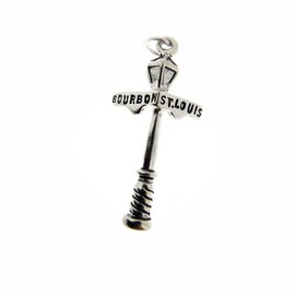 New 925 Sterling Silver Bourbon Street Sign Lamp Post New Orleans Charm RISHI0281MISH