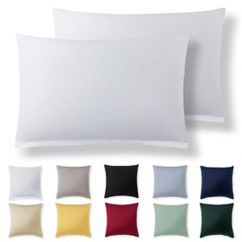 Alreya Cushion Cover 50 x 70 cm (Set of 2) - White - 100% Jersey Cotton - Cushion Cover for Cushions 50 x 70 cm, Jersey Pillowcases, Super Soft Cushion Covers 50 x 70 cm with Zip