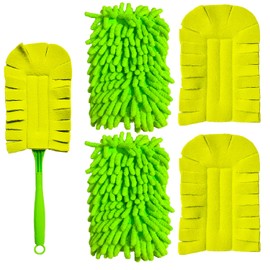 4Pack Reusable Duster Compatible with Swiffer Hand Duster Refill Microfiber 360 Heavy Duty Dusters Refills Washable Duster Pads for Cleaning Ceiling Fan Windows(Handle is Not Included) (Green)