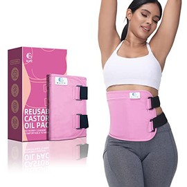 glitz Paquete de Aceite de ricino – Paquete Reutilizable de Aceite de ricino orgánico para hígado (compresión), Menos desorden, Capa Exterior a Prueba de Fugas, algodón Suave (Rosa)