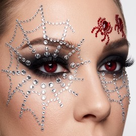 Halloween Face Gems Spider Web Rhinestone Stickers for Women