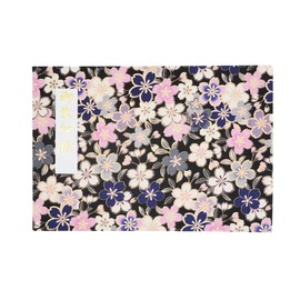 Goshuin Book, Writing Pocket, Spread Size, Bookcase, Cut, Goshuin, Holder, Folder (Cherry Blossom Dzukushi (Navy Blue)