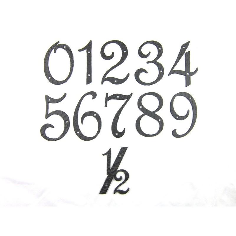 Spanish Rustic Hammered Wrought Iron Address Number 4 inch 4