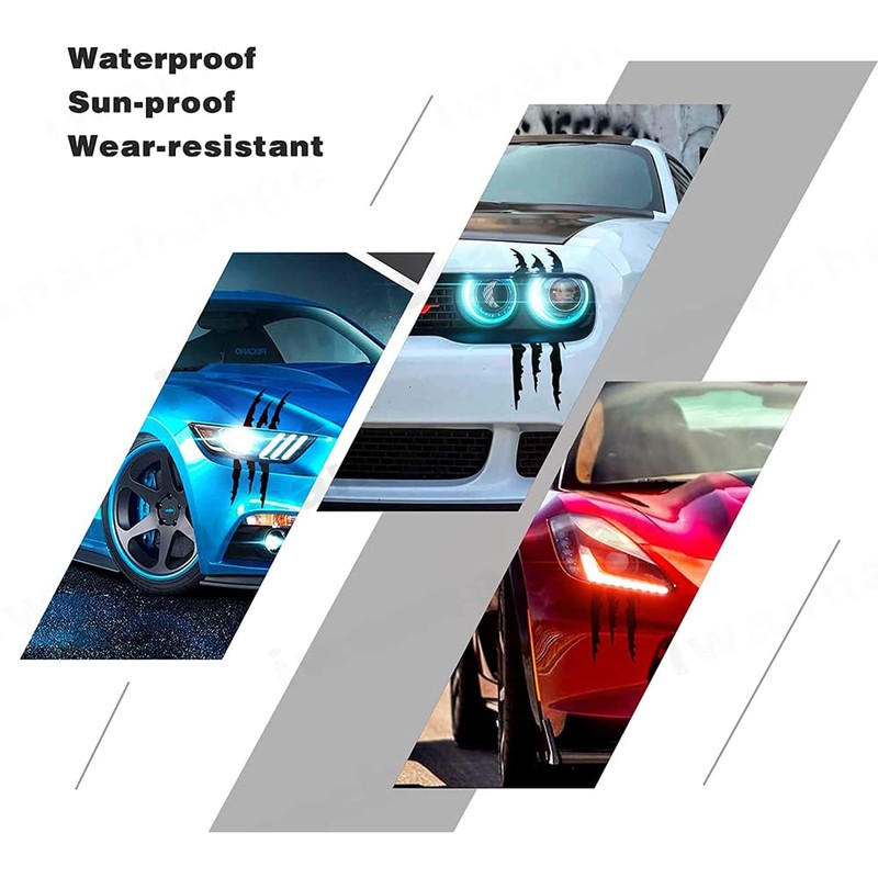 2PCS Claw Marks Decal Sticker Waterproof Headlight Decal Vinyl Sticker