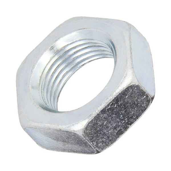 Steel Hex Jam Nut, Zinc Plated Finish, Grade 2, ASME B18.2.2, 1/2"-13 Thread Size, 3/4" Width Across Flats, 5/16" Thick (Pack of 100)