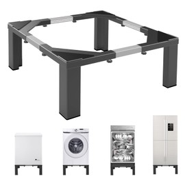 LYUND Heavy-Duty All Steel Universal Laundry Pedestal 12" Height , Full size Washing Machine Stand Adjustable Dryer Stand , Suitable for all Washer and Dryer Pedestal（Black）