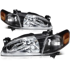 ECCPP Headlights for 1998 1999 2000 for Toyota Corolla Pair Headlight Assembly Black Housing Amber Reflector 8111002060