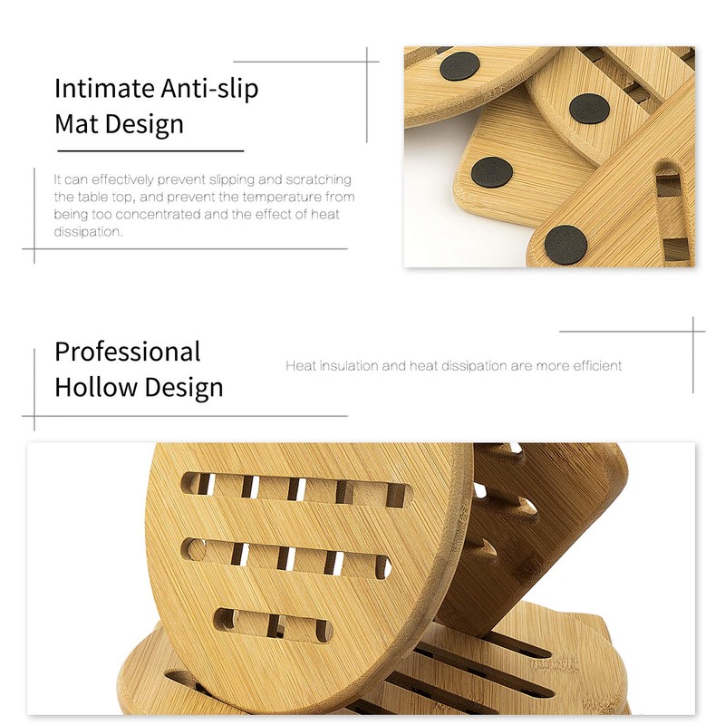 Efbock Bamboo Trivet, Home Kitchen Bamboo Hot Pads Trivet, Heat