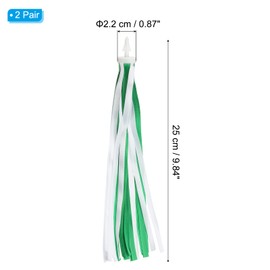 PATIKIL Bike Streamers, 2 Pair Colorful Scooter Handlebar Tassels Grips Ribbon Accessories Decorations for Bicycle Tricycle Handles, Green White