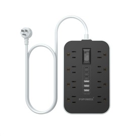 Appliance Power Strip- 14 Guage Heavy Duty Extension Cord, 24in, 8 AC Outlet& 6 USB Ports 4.8A USB Charging Station, 1080J, High Wattage for Microwave, Conditioner, Kitchen, Garage Essentials.