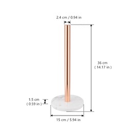 Kitchen Paper Holder, Paper Towel Holder 36 cm x 15 cm (Rose Gold), Stainless Steel Rose Gold Kitchen Roll Holder with White Marble Base