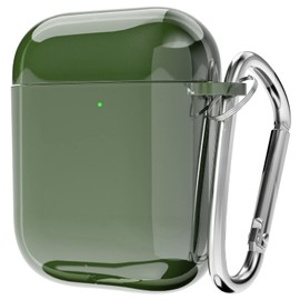 Svanove for Airpods Case Clear Hard Plastic, Transparent Simple Cute Airpods 1st 2nd Generation Case with Keychain, Girly Y2k Aesthetic Trendy Airpods Cover Accessories for Women Girl, Green