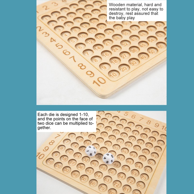 Wooden Multiplication Board Educational Multiplication Game Board for Learning Teaching