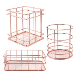 LABRIMP 3pcs Mesh Storage Baskets Set Pen Holder for Organizing Kitchen Office Bathroom Essentials