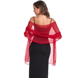 SURVODJA Women Shawls and Wraps for Evening Dress Lightweight Scarf Wedding Guest Shawl Wrap Bridesmaid Scarves(Burgundy,79''×18'’)