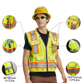 High Vis Reflective work security construction safety vest for men Class 2