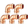 Therwen 5 Pcs 1 Inch Copper Pipe Press Fittings, 90