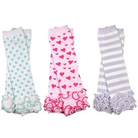 juDanzy 3 Pairs of girls baby Leg Warmers for newborn, infant, toddler, child (One Size (10 pounds to 10+ years), Polka Dots, Hearts, Stripes)
