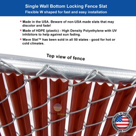 FenceSource Wave Slat (9 Colors) Single Wall Bottom Locking Privacy Slat for 4', 5', 6', 7' and 8' Chain Link Fence (8 ft, Redwood)