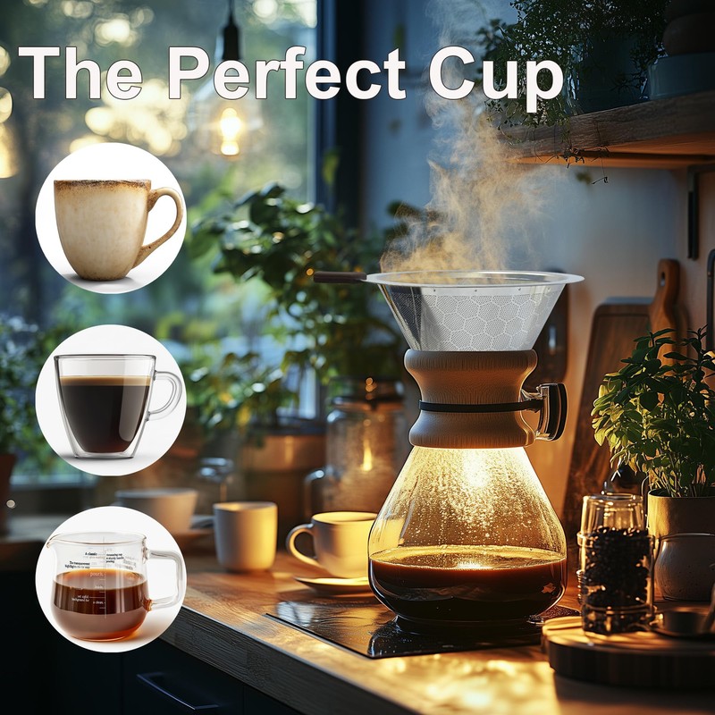 TECHSHARE Pour Over Coffee Dripper, Coffee Filters with 800 Mesh