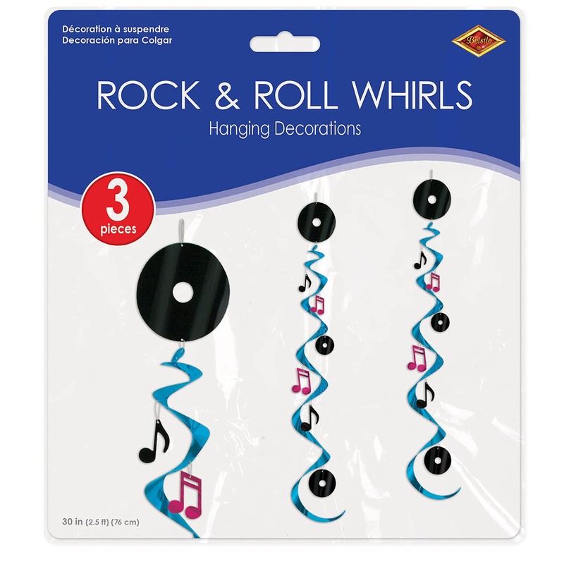 Beistle 3-Pack Rock and Roll Whirls, 30-Inch
