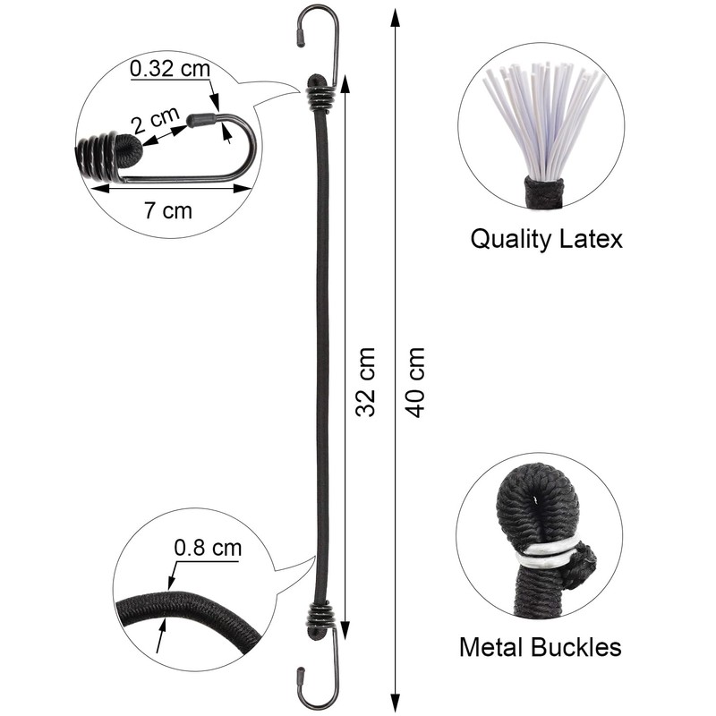 20 Pcs Heavy Duty Tarp Clips with Bungee Cord Hooks,