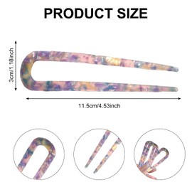Pack of 3 Hair Pin Stick French Style, U-shaped French Hair Fork, U-shaped French Style Tortoiseshell Hair Sticks, French Style Acetate Hair Fork, for Women Girls, Hair Styling Accessories